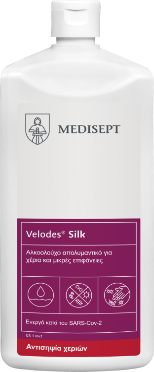 Υγρό απολυμαντικό χεριών και επιφανειών Velodes Silk 1lt
