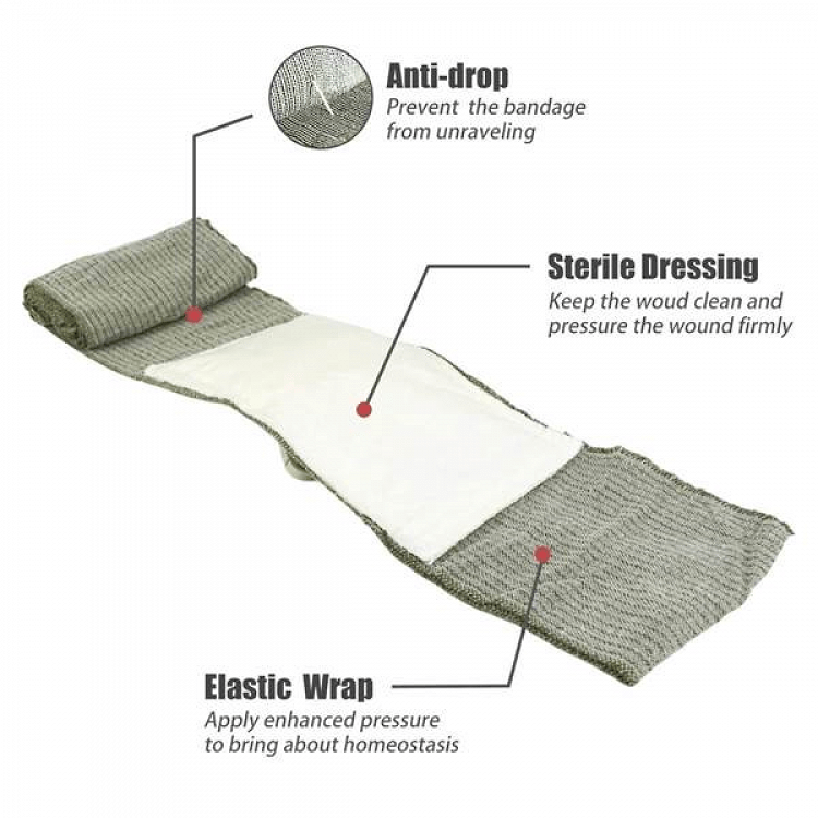 Hemostatic Pressure Bandage 4" 10X10Cm Rhino Rescue