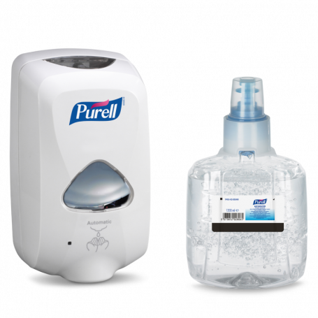 Touchless Purell Dispenser Device on a floor stand
