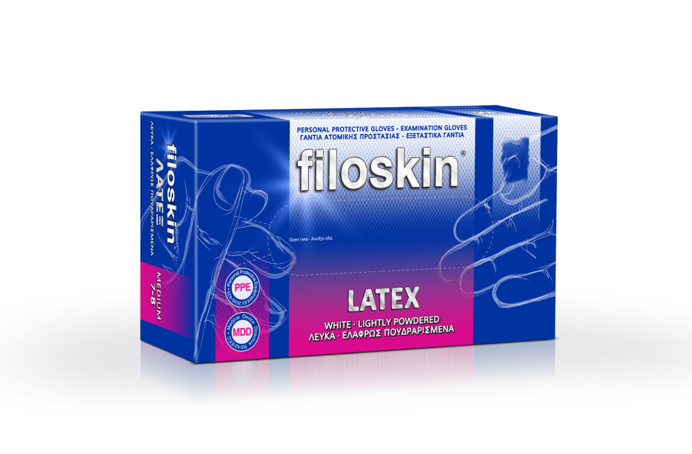 Γάντια latex Filoskin με πούδρα - Medium