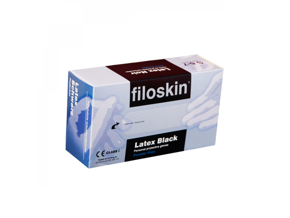 Filoskin Latex Powder Free Gloves - Black (100 pcs)
