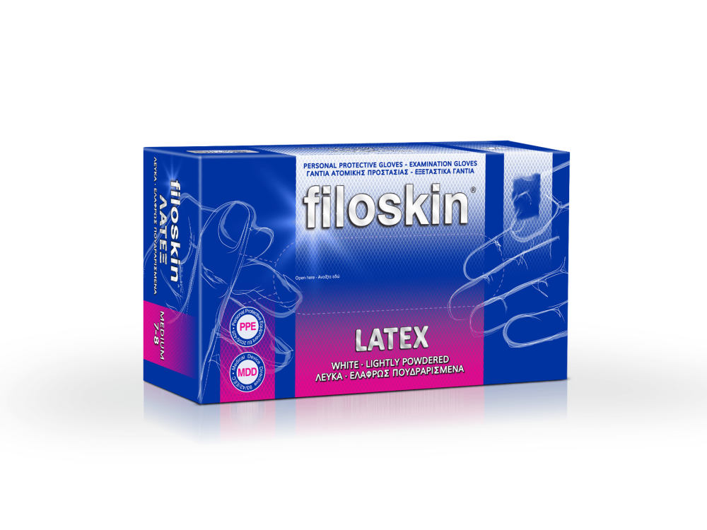 Γάντια latex Filoskin με πούδρα - Medium