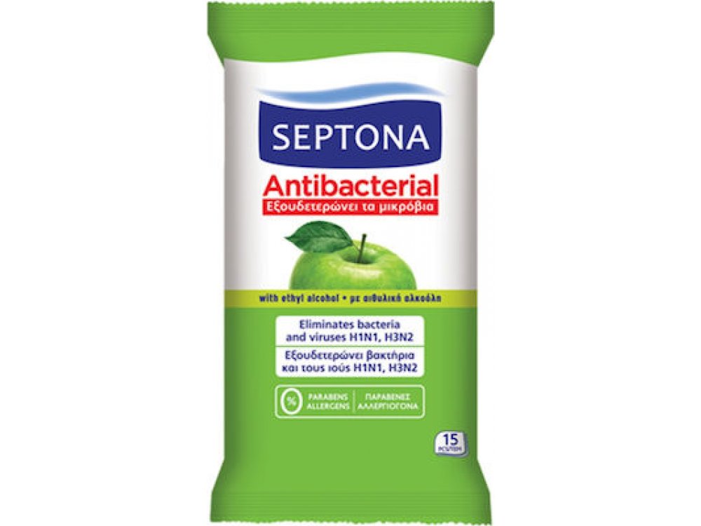 Αντισηπτικά μαντηλάκια καθαρισμού Septona (15 τμχ)