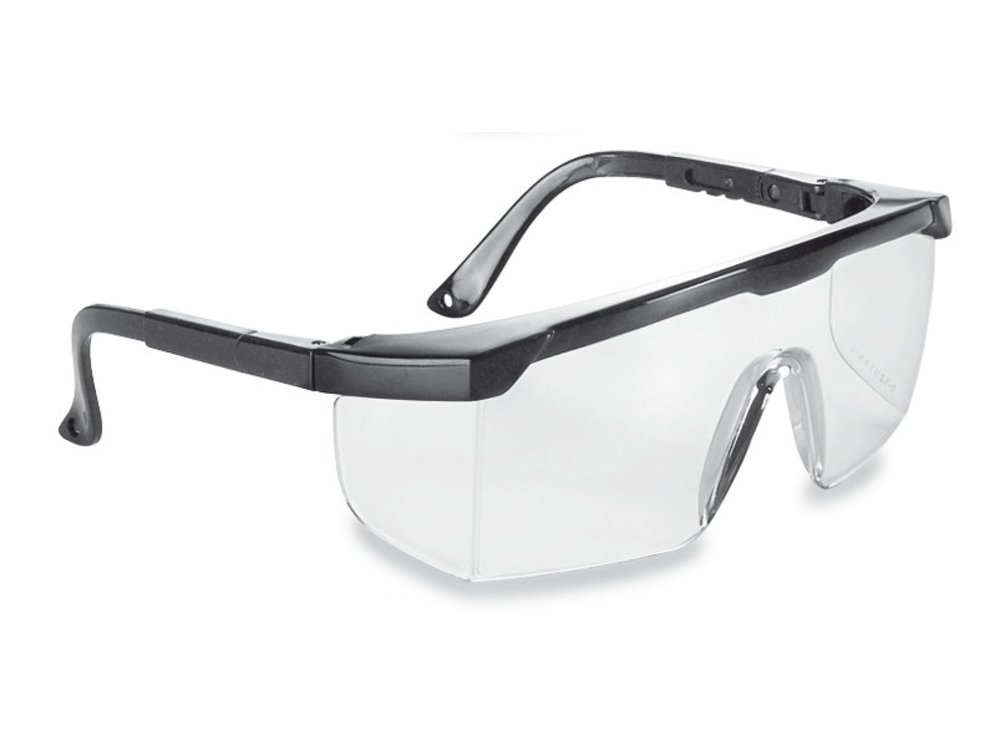 Protective goggles with black frame