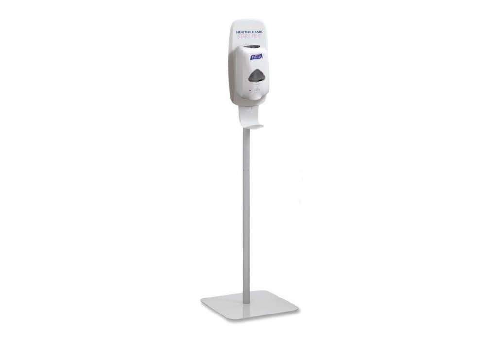 Touchless Purell Dispenser Device on a floor stand