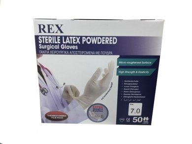 Γάντια αποστειρωμένα REX με πούδρα (ζεύγος)