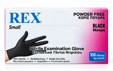 Glove Nitrile Rex Black (100Pcs)