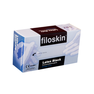 Γάντια Filoskin latex μαύρα χωρίς πούδρα (100 τμχ)