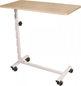 Fixed overbed wheeled table