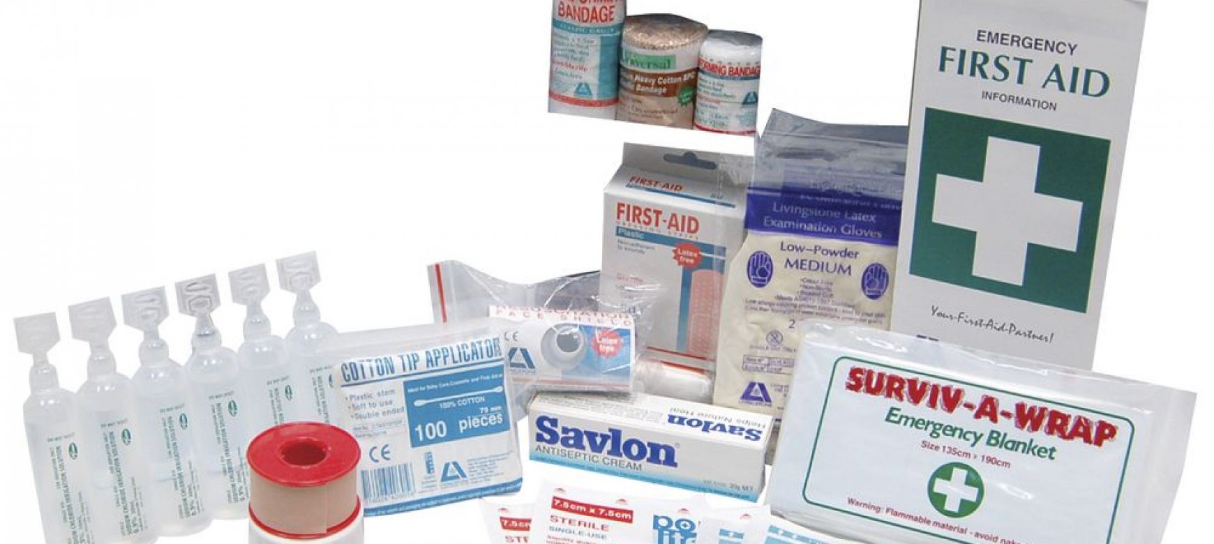 What does a first aid kit include?